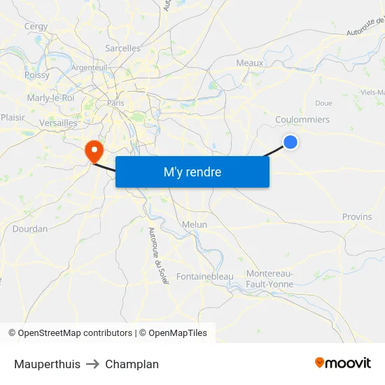 Mauperthuis to Champlan map