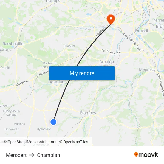 Merobert to Champlan map