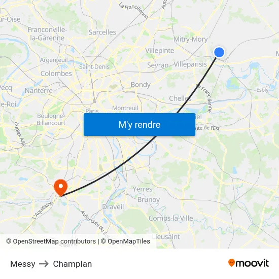 Messy to Champlan map