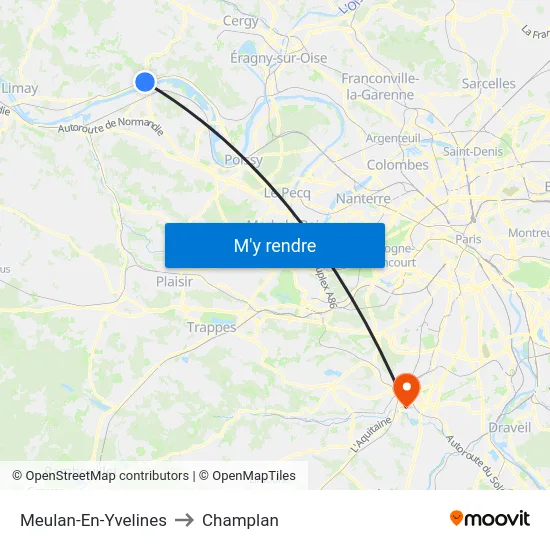 Meulan-En-Yvelines to Champlan map