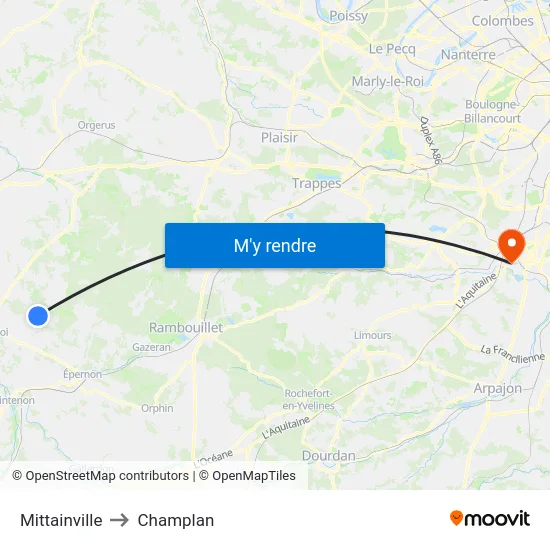 Mittainville to Champlan map