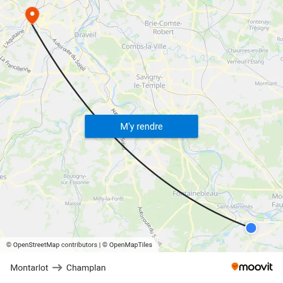 Montarlot to Champlan map