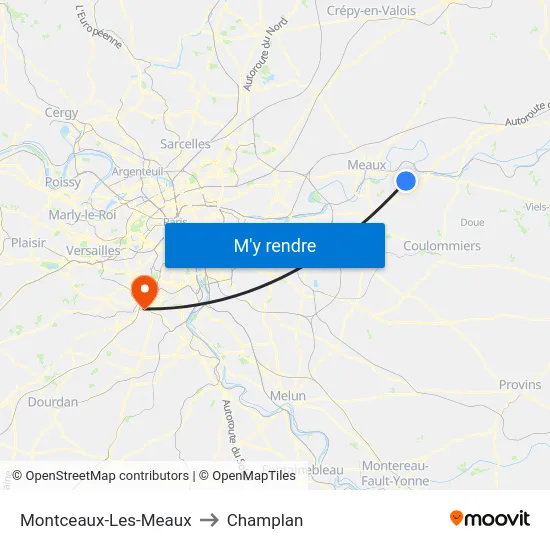 Montceaux-Les-Meaux to Champlan map