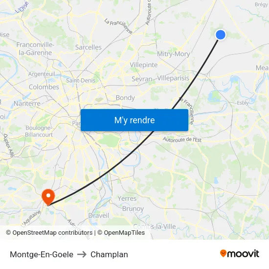 Montge-En-Goele to Champlan map