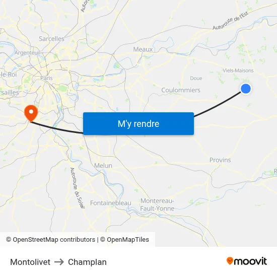 Montolivet to Champlan map