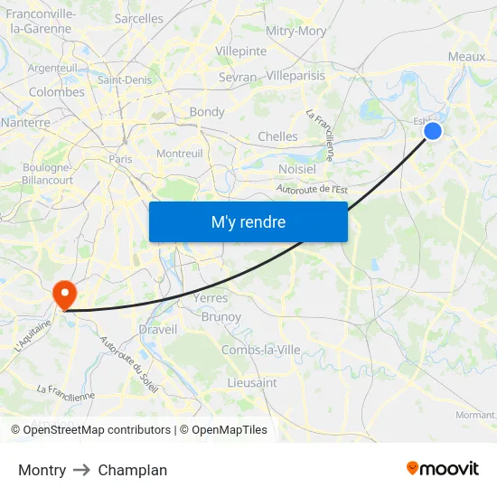 Montry to Champlan map
