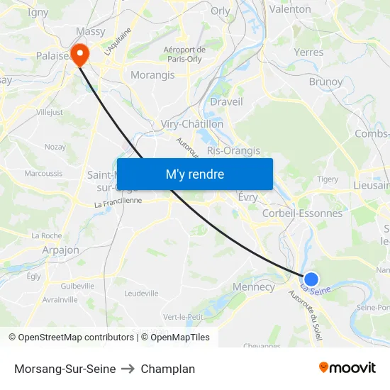 Morsang-Sur-Seine to Champlan map