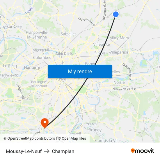 Moussy-Le-Neuf to Champlan map