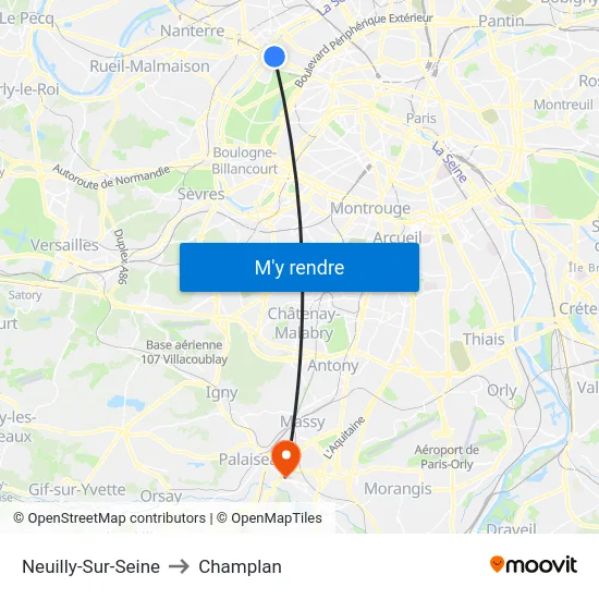 Neuilly-Sur-Seine to Champlan map