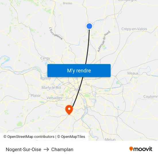 Nogent-Sur-Oise to Champlan map