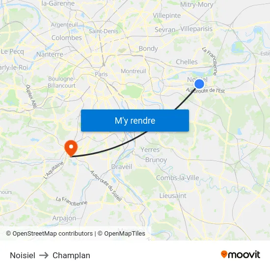 Noisiel to Champlan map