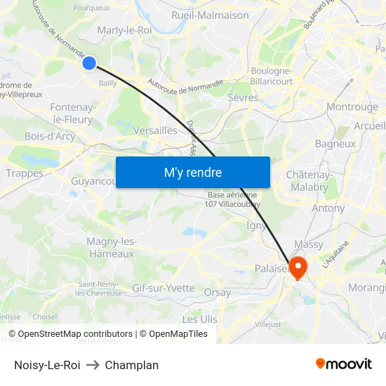 Noisy-Le-Roi to Champlan map