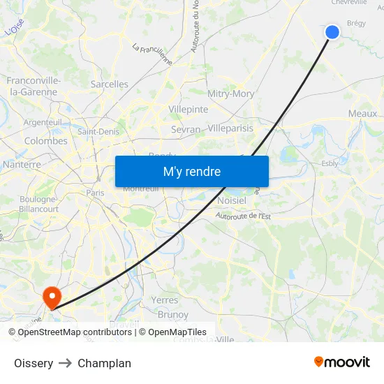Oissery to Champlan map