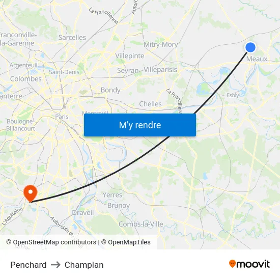 Penchard to Champlan map