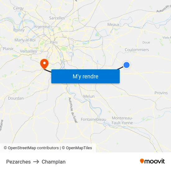 Pezarches to Champlan map