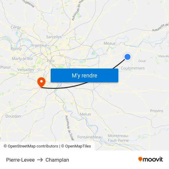 Pierre-Levee to Champlan map