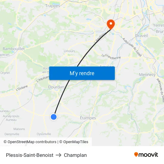 Plessis-Saint-Benoist to Champlan map