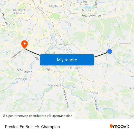 Presles-En-Brie to Champlan map