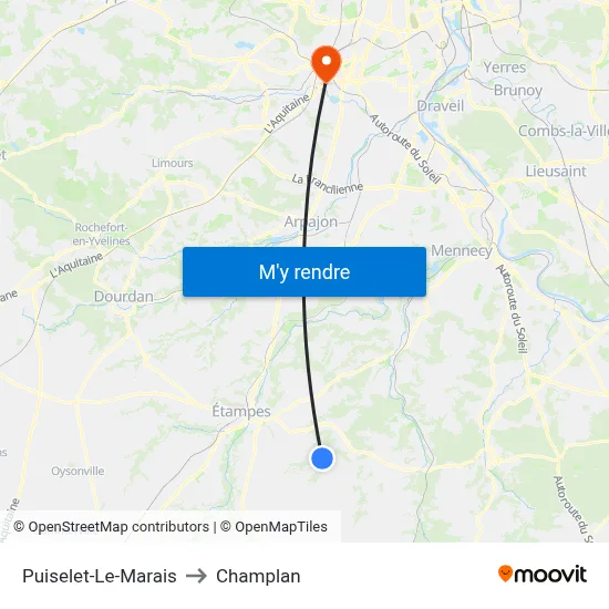 Puiselet-Le-Marais to Champlan map