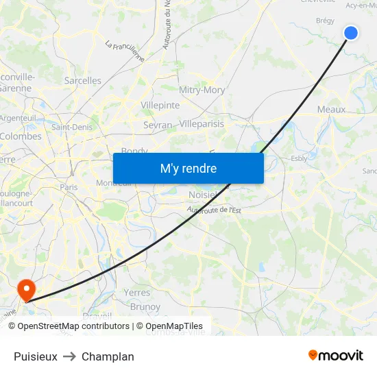 Puisieux to Champlan map