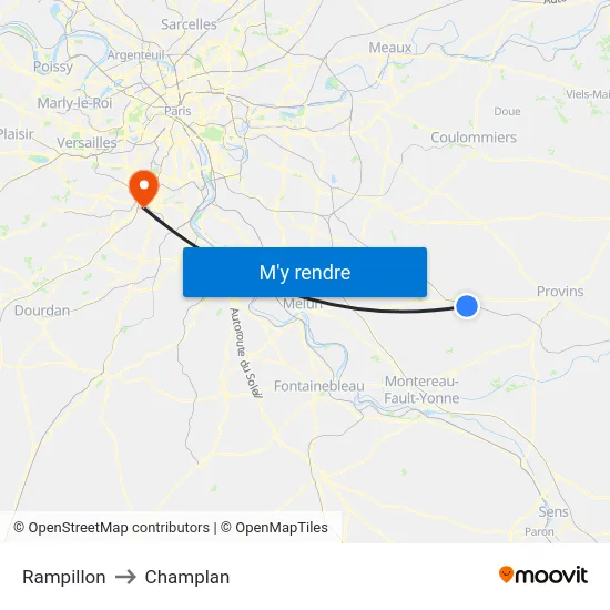 Rampillon to Champlan map