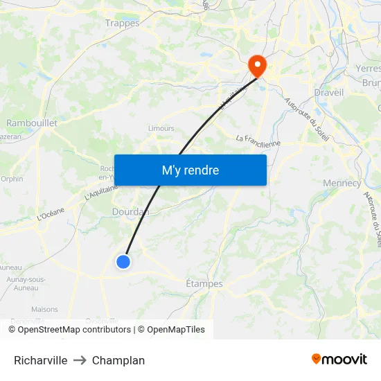 Richarville to Champlan map