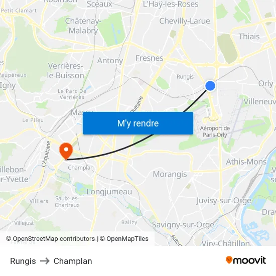 Rungis to Champlan map