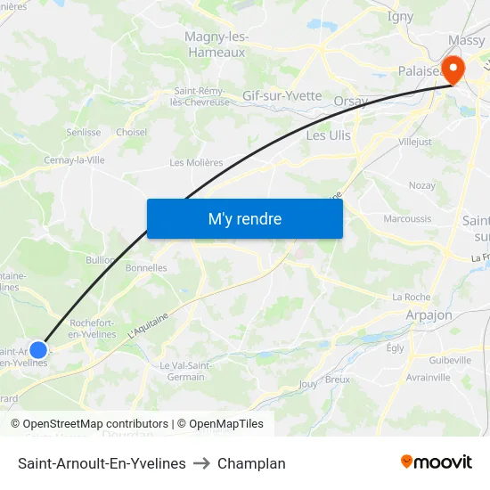 Saint-Arnoult-En-Yvelines to Champlan map