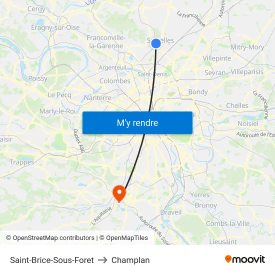 Saint-Brice-Sous-Foret to Champlan map