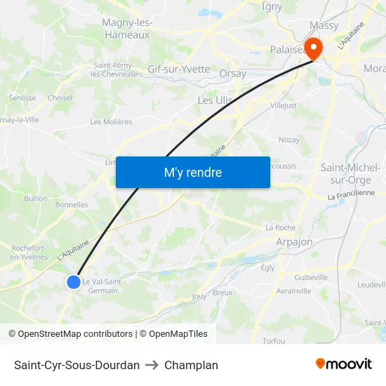 Saint-Cyr-Sous-Dourdan to Champlan map