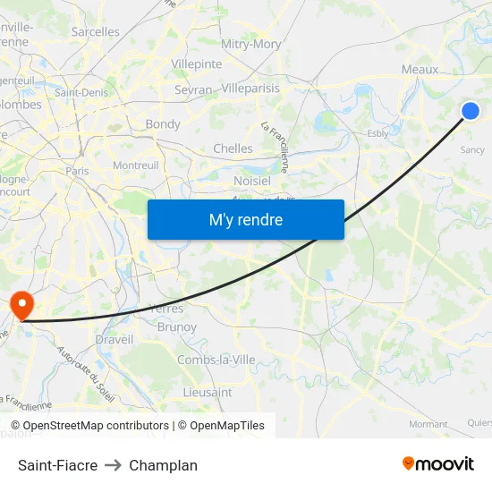 Saint-Fiacre to Champlan map