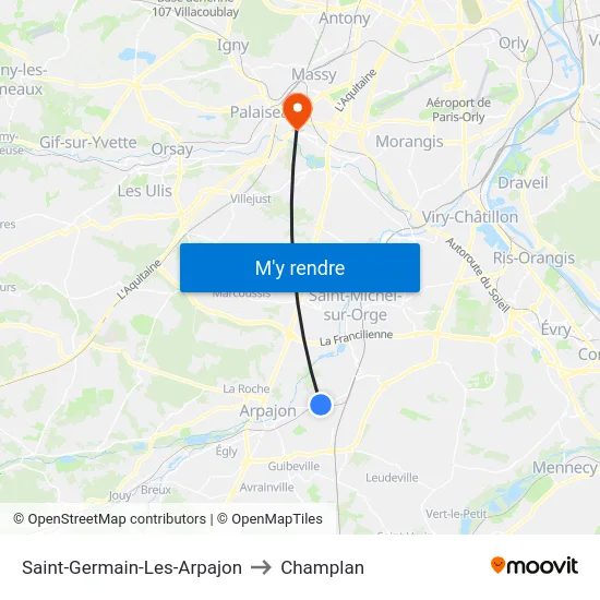 Saint-Germain-Les-Arpajon to Champlan map