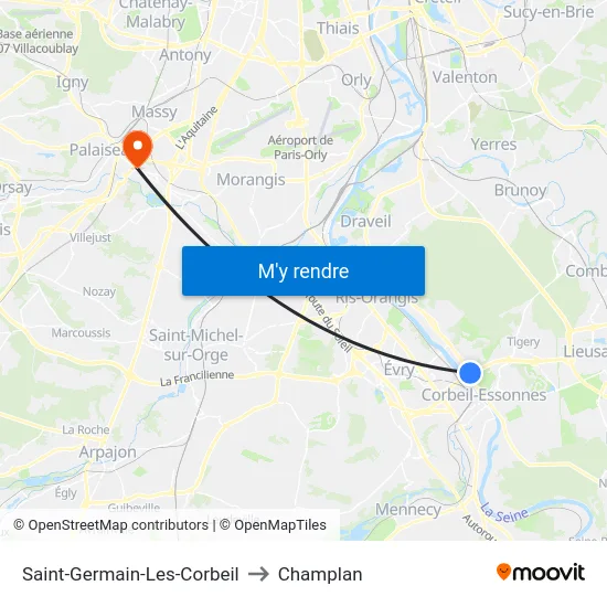 Saint-Germain-Les-Corbeil to Champlan map
