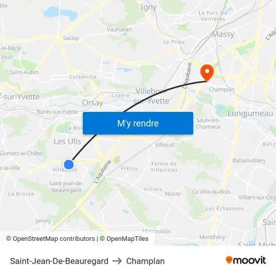 Saint-Jean-De-Beauregard to Champlan map