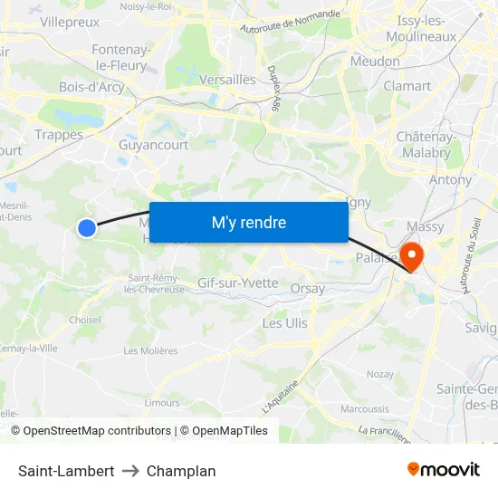 Saint-Lambert to Champlan map