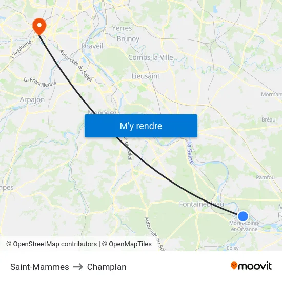 Saint-Mammes to Champlan map