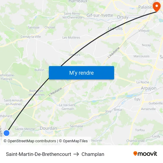 Saint-Martin-De-Brethencourt to Champlan map