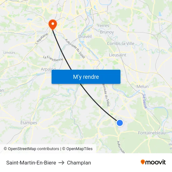 Saint-Martin-En-Biere to Champlan map