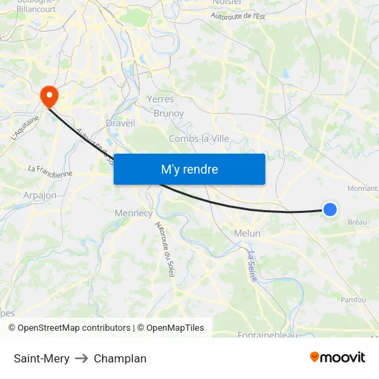 Saint-Mery to Champlan map