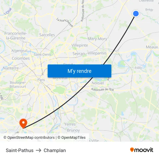 Saint-Pathus to Champlan map
