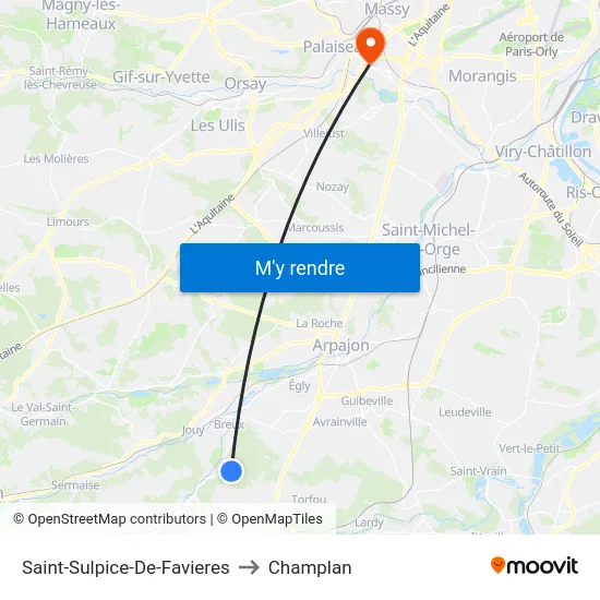 Saint-Sulpice-De-Favieres to Champlan map