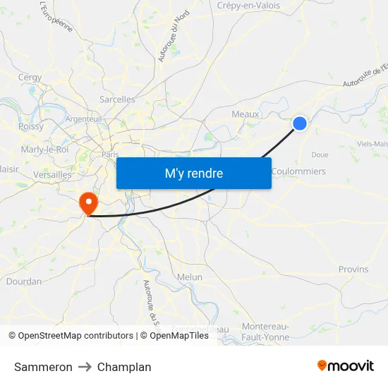 Sammeron to Champlan map