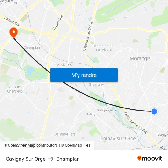 Savigny-Sur-Orge to Champlan map