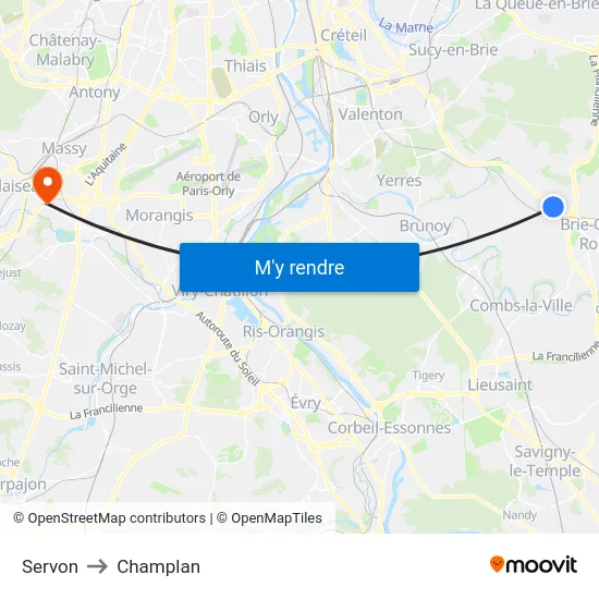 Servon to Champlan map