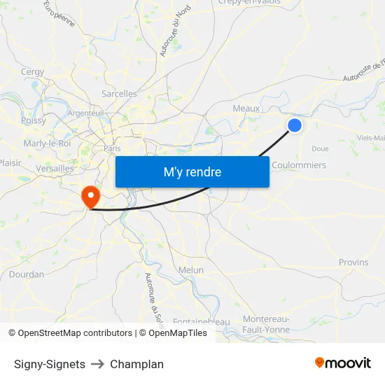 Signy-Signets to Champlan map
