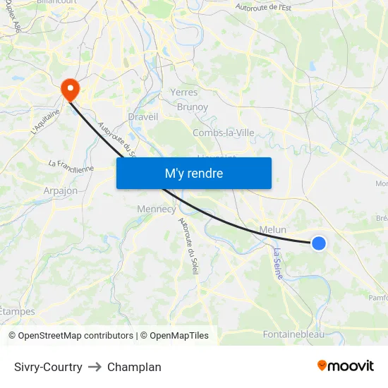 Sivry-Courtry to Champlan map