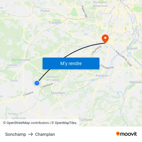 Sonchamp to Champlan map