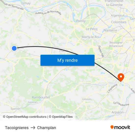 Tacoignieres to Champlan map