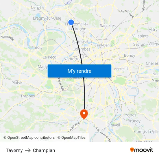 Taverny to Champlan map