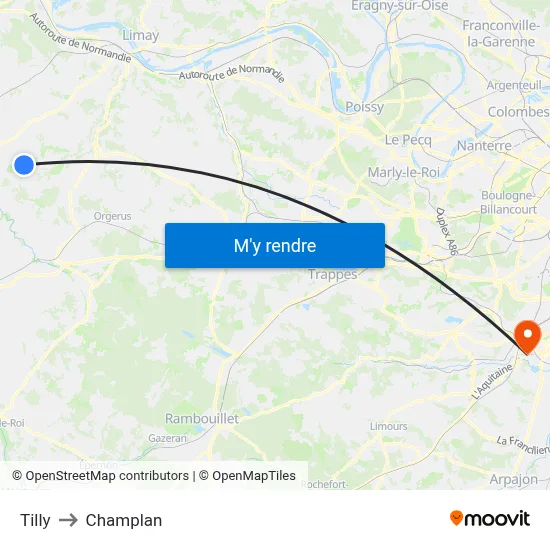 Tilly to Champlan map